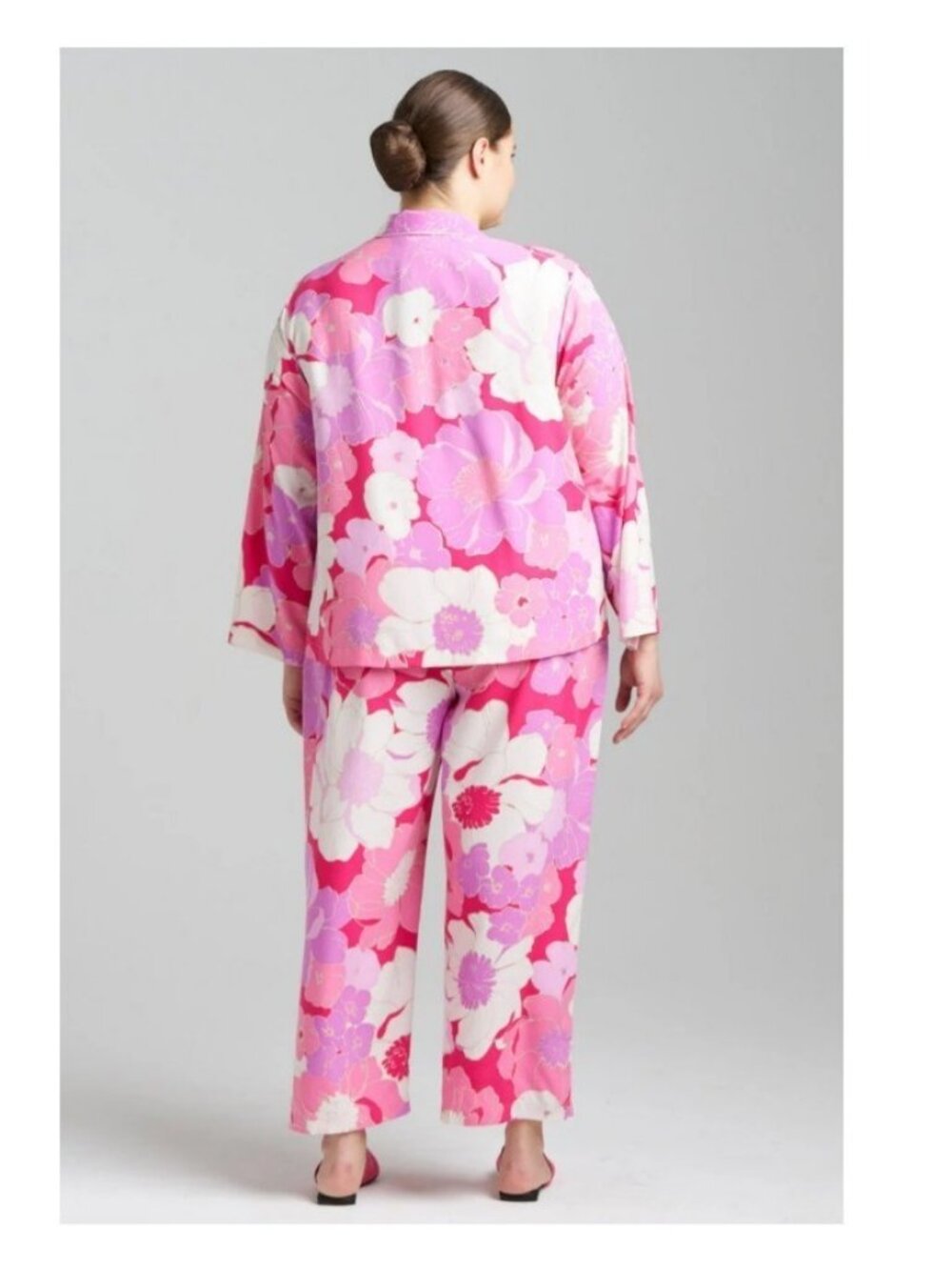 Natori Floral Pajama Set 2X Pink Purple Lounge Sleepwear Button Front Set 2pc - Picture 6 of 7